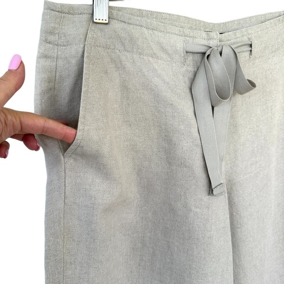 Talbots PETITE high waisted, wide leg pants with tie at the  waist, 💯 linen. - Picture 3 of 11